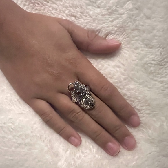 Sale Vintage Marchasite Leafy Style Ring - Picture 2 of 8